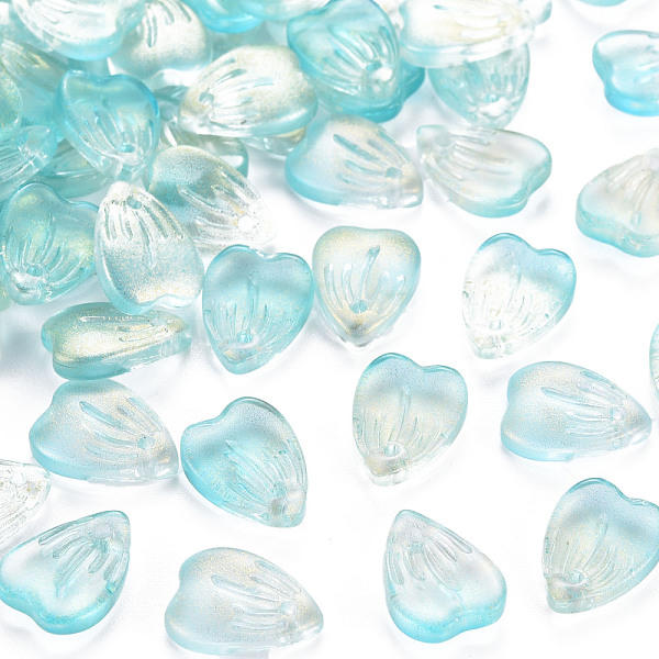 

PandaHall Transparent Spray Painted Glass Charms, with Glitter Powder, Petaline, Dark Turquoise, 12x9x3mm, Hole: 1.2mm Glass Petaline