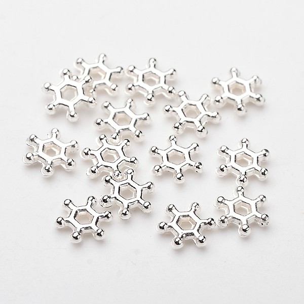 

PandaHall ABS Electroplated Snowflake Plastic Spacer Beads, Silver Color Plated, 7x2mm, Hole: 1.5mm, 11000pcs/500g ABS Plastic Snowflake...