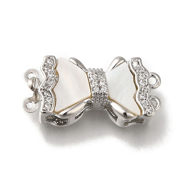 

PandaHall Brass Micro Pave Clear Cubic Zirconia Box Clasps with Acrylic, Bowknot, Platinum, 22x10.5x7mm, Hole: 1mm Brass+Cubic Zirconia...