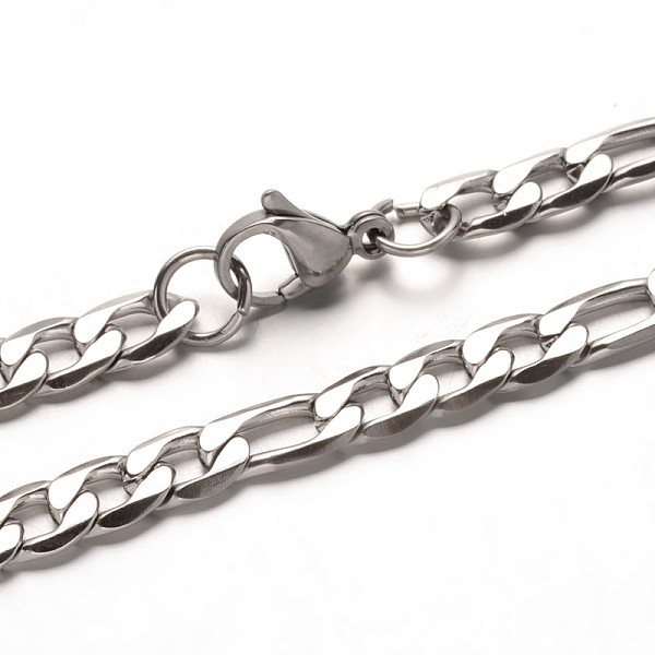 

PandaHall Trendy 304 Stainless Steel Figaro Chain Bracelets, with Lobster Clasps, Faceted, Stainless Steel Color, 8-1/4 inch(210mm) 304...