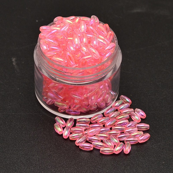

PandaHall AB Color Plated Rice Electroplated Eco-Friendly Transparent Acrylic Beads, Pink, 6x3mm, Hole: 1mm, about 1522pcs/43g Acrylic Rice...