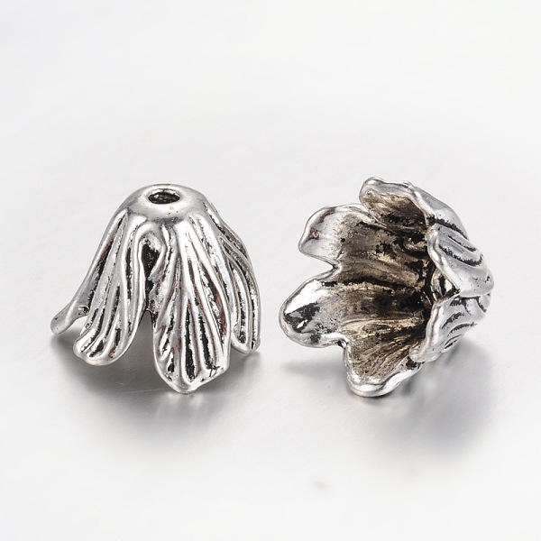 

PandaHall Tibetan Style Alloy Bead Caps, 6-Petal, Antique Silver, 15x18mm, Hole: 2.5mm Alloy