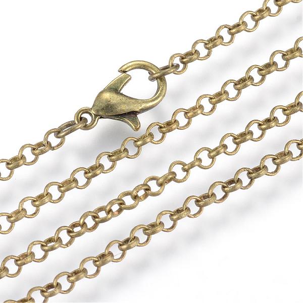 

PandaHall Iron Rolo Chains Necklace Making, with Lobster Clasps, Soldered, Antique Bronze, 17.7 inch(45cm) Iron
