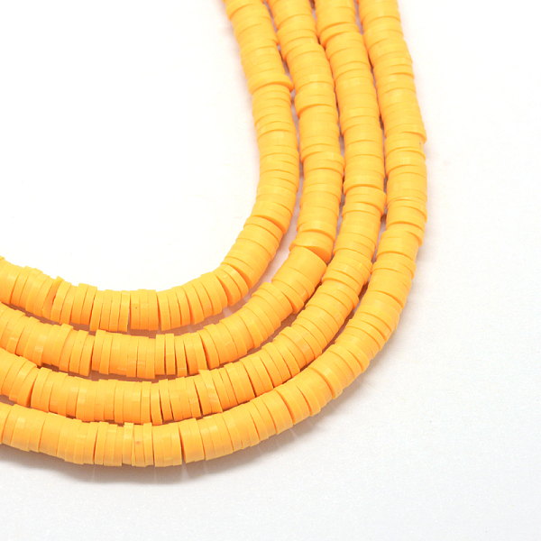 

PandaHall Flat Round Handmade Polymer Clay Bead Spacers, Gold, 4x1mm, Hole: 1mm, about 380~400pcs/strand, 17.7 inch Polymer Clay Flat Round...