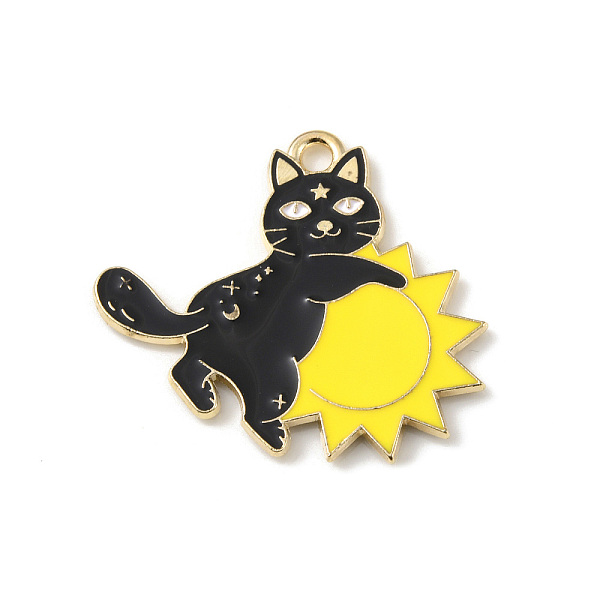

PandaHall Alloy Enamel Pendants, Light Gold, Cat Charm, Sun, 23x27.5x1mm, Hole: 2mm Alloy+Enamel Sun