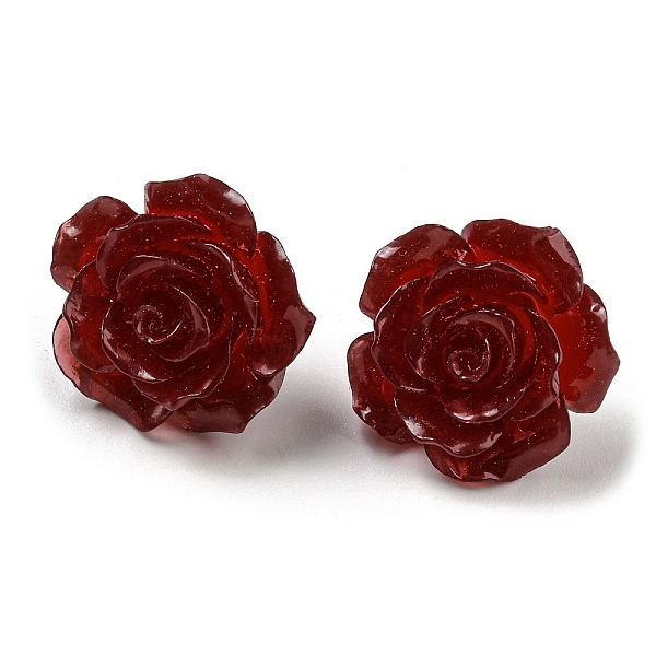 

PandaHall Resin Rose Flower Stud Earrings with 316 Stainless Steel Pins, Dark Red, 18~18.5x18~18.5mm Resin Flower
