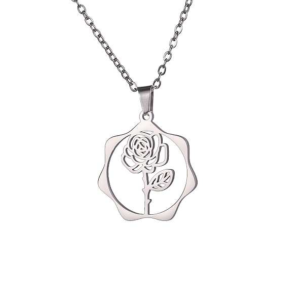 

PandaHall Stainless Steel Pendant Necklaces, June Rose, 16.14~19.69 inch(41~50cm) Stainless Steel June Rose