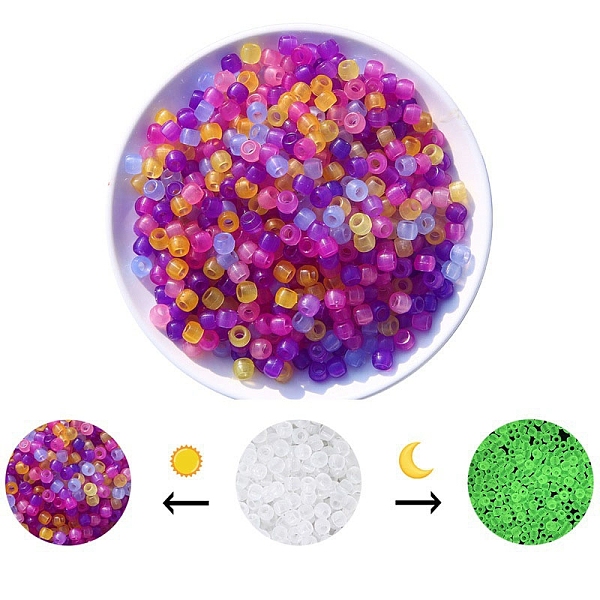 

PandaHall Luminous Acrylic Beads, Glow in the Dark, for DIY Jewelry Accessories, Column, Random Color, 8x6mm, Hole: 3.5mm, about 700pcs/bag..., Multicolor