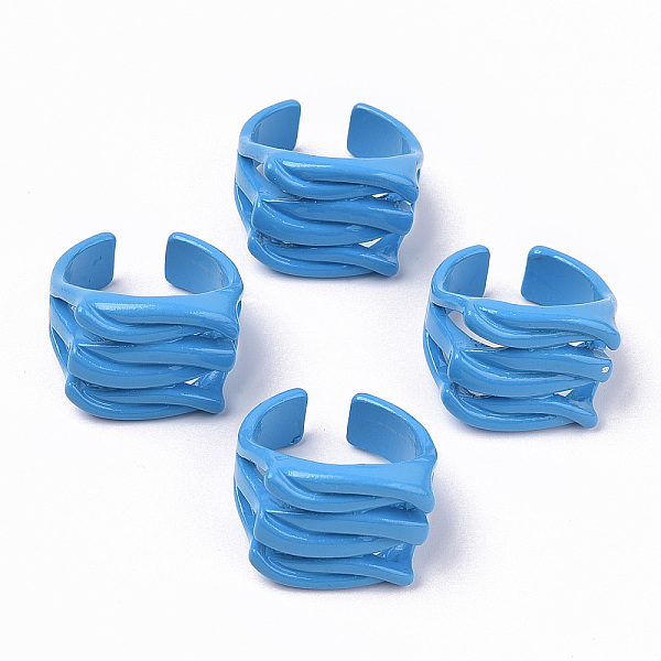 

PandaHall Spray Painted Alloy Cuff Rings, Open Rings, Cadmium Free & Lead Free, Wave, Dodger Blue, US Size 8 1/4(18.3mm) Alloy