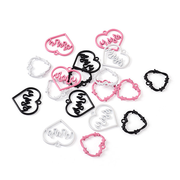 

PandaHall Jewelry 24Pcs 6 Style Spray Painted Zinc Alloy Pendants, Heart, Mixed Color, 23.5~28x24.5~29x2~3mm, Hole: 2mm, 4pcs/style Alloy..., Multicolor