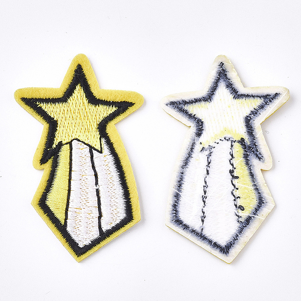 

PandaHall Computerized Embroidery Cloth Iron On Patches, Costume Accessories, Appliques, Star, Yellow, 58x34x1.5mm Cloth Star Yellow