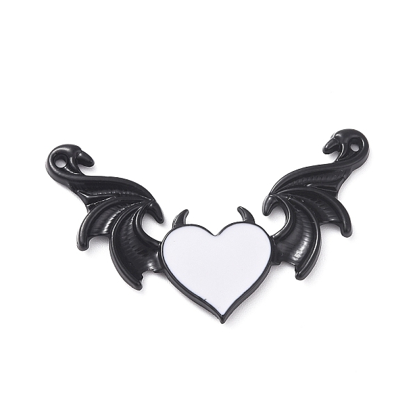 

PandaHall Alloy Emanel Big Pendants, Heart with Wing Charm, Electrophoresis Black, White, 34x54x3mm, Hole: 1.5mm Alloy+Enamel Heart White