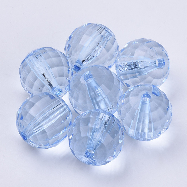 

PandaHall Transparent Acrylic Beads, Faceted, Round, Light Steel Blue, 10x10mm, Hole: 1.9mm, about 878pcs/500g Acrylic Round Blue