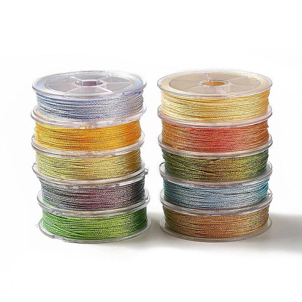 

PandaHall 10 Rolls Polyester Sewing Thread, 6-Ply Polyester Cord for Jewelry Making, Mixed Color, 0.4mm, about 27.34 Yards(25m)/Roll..., Multicolor