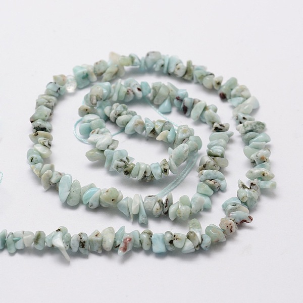 

PandaHall Natural Larimar Chip Bead Strands, 3~5x3~5mm, Hole: 1mm, about 16 inch Larimar Chip Green