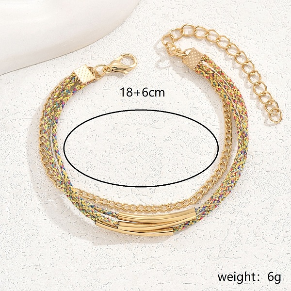 

PandaHall Shell Charm Multi-layer Rope Anklets for Women Iron