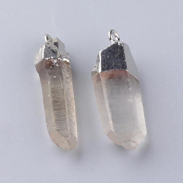 

PandaHall Plated Natural Quartz Crystal Pendants, with Brass Findings, Nuggets, Platinum, 38~48x8~16x6~13mm, Hole: 2.5mm Quartz Crystal...