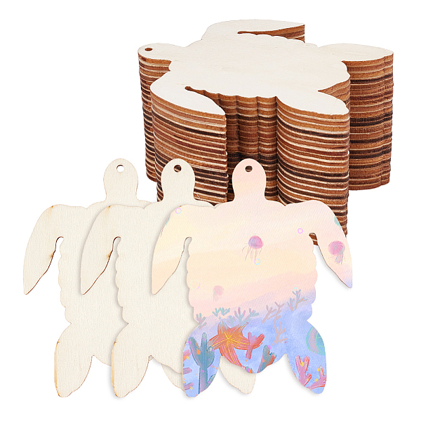 

PandaHall arricraft 30 Pcs Unfinished Blank Wooden Sea Turtle Shapes Embellishments, Turtle Blank Wood Discs Hanging Pendant Charms, Poplar..., Orange