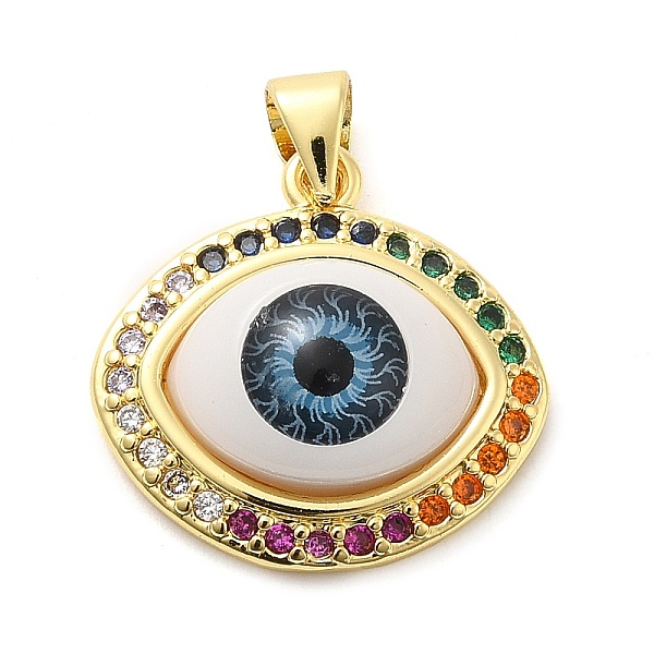 

PandaHall Real 18K Gold Plated Brass Pendants, with Glass and Acrylic, Evil Eye, 19x19x6.5mm, Hole: 5x3.5mm Brass+Acrylic Evil Eye