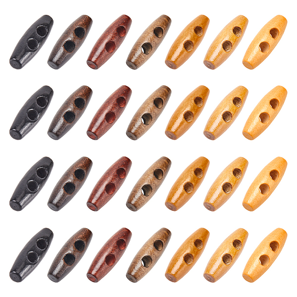 84Pcs 7 Colors Natural Wood Buttons