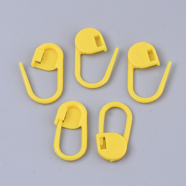 

PandaHall Plastic Knitting Crochet Locking Stitch Markers Holder, Gold, 21x11x3mm, Hole: 8x10mm, about 200pcs/bag Plastic Gold