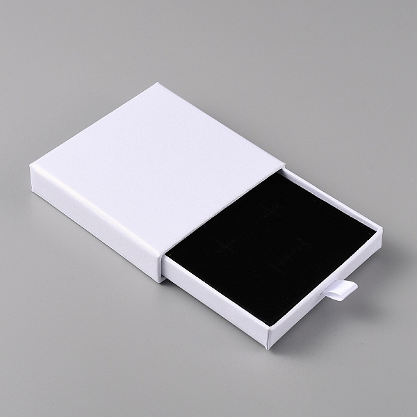 

PandaHall Paper Drawer Boxes, with Black Sponge Inside, for Bracelets, Earrings, Necklace Storage, Square, Snow, 7.8~8x8x1.7~1.75cm Paper..., White