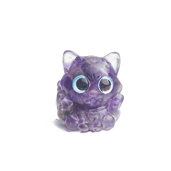 

PandaHall Resin Nine-tailed Fox Display Decoration, with Natural Amethyst Chips inside Statues for Home Office Decorations, 24x21x27mm...
