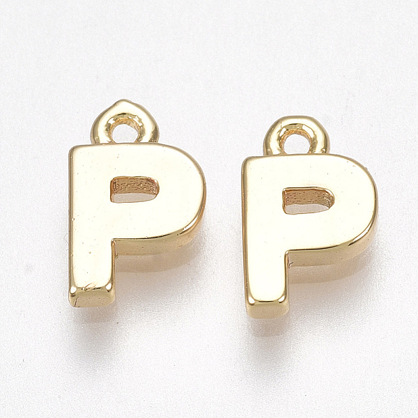 

PandaHall Brass Charms, Letter, Real 18K Gold Plated, Letter.P, 8x5x1.5mm, Hole: 0.8mm Brass Letter