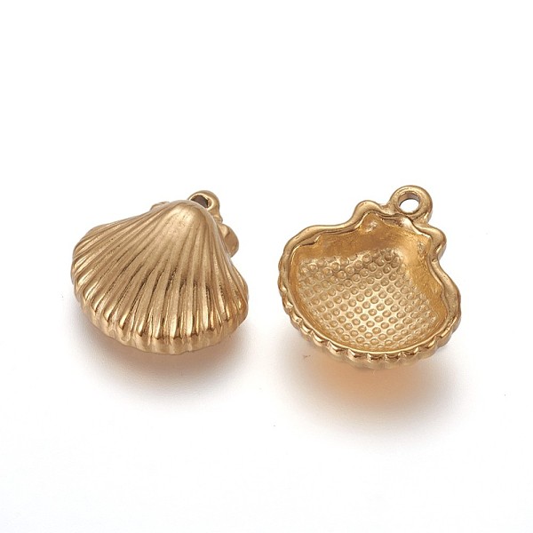 

PandaHall 304 Stainless Steel Pendants, Shell, Golden, 15.5~15.8x15.2~15.3x5~5.2mm, Hole: 1.4~1.6mm 304 Stainless Steel Shell Shape