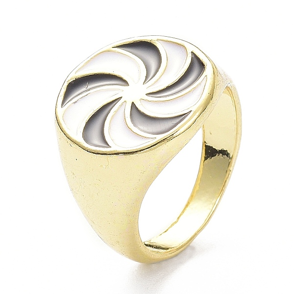 

PandaHall Pinwheel Pattern Alloy Enamel Finger Rings, Light Gold, Black, 3.5~16.5mm, US Size 7 1/4(17.5mm) Alloy Human Black