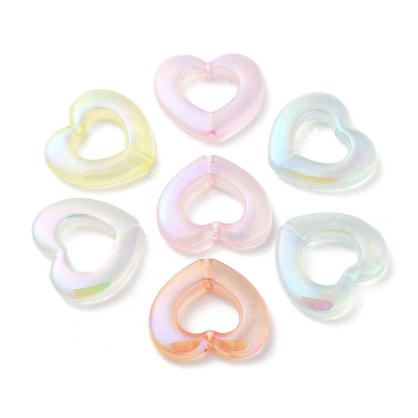 

PandaHall UV Plating Transparent Acrylic Beads, Iridescent, Luminous Beads, Glow in the Dark, Heart, Mixed Color, 26x29x5mm, Hole: 2.5mm..., Multicolor