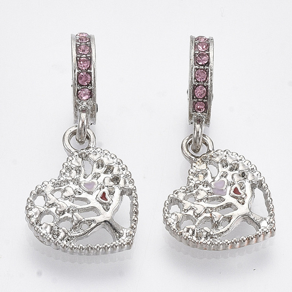 

PandaHall Alloy European Dangle Charms, with Rhinestone and Enamel, Large Hole Pendants, Heart with Tree, Platinum, 27mm, Hole: 5mm, Heart..., Purple