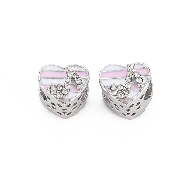 

PandaHall Rack Plating Alloy European Beads, with Crystal Rhinestone & Pearl Pink Enamel, Large Hole Beads, Cadmium Free & Nickel Free &..., Clear