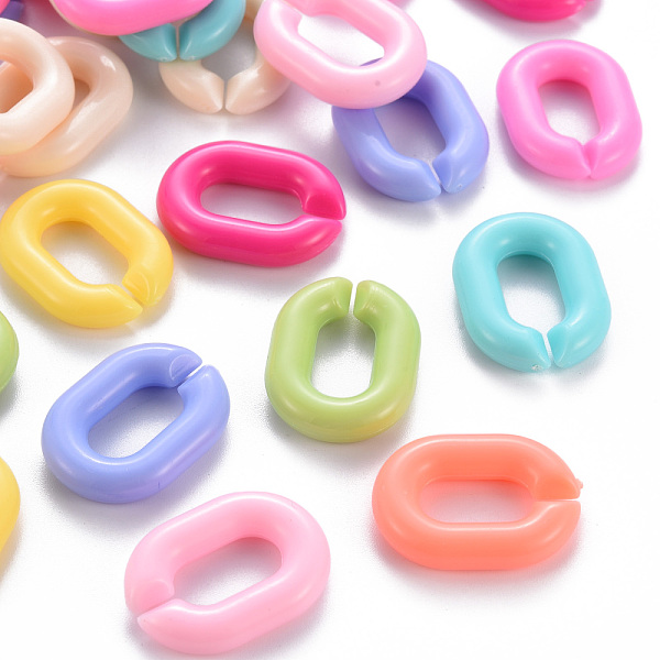 

PandaHall Opaque Acrylic Linking Rings, Quick Link Connectors, for Cable Chains Making, Oval, Mixed Color, 24x18x5mm, Inner Diameter: 13x7mm..., Multicolor