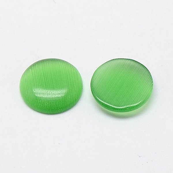 

PandaHall Cat Eye Cabochons, Half Round, Medium Sea Green, 12x3mm Glass Half Round Green