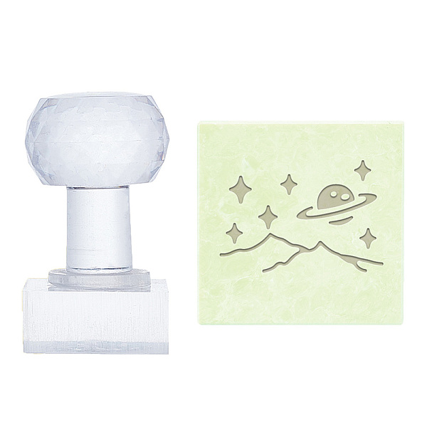 PandaHall PH Planet Soap Stamp, Mountain Cosmos Soap Embossing Stamp Clear Acrylic Soap Stamps Rectangle Soap Chapter Imprint Stamp for...