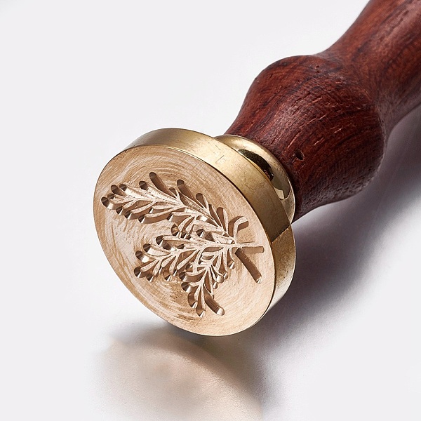 

PandaHall DIY Letter Scrapbook, Brass Stamps and Wood Handle Sets, Leaf, Golden, 2x9cm Brass