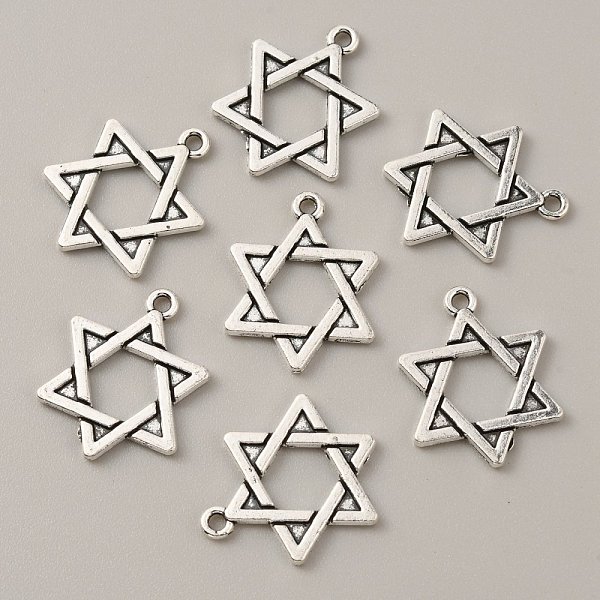

PandaHall Tibetan Style Alloy Pendants, Star of David Charms, Antique Silver, 23x18x2mm, Hole: 1.8mm Alloy Star