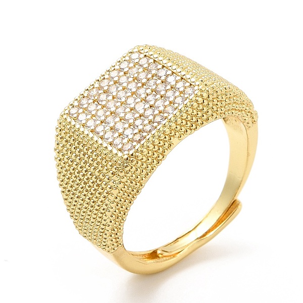 

PandaHall Rack Plating Brass Micro Pave Cubic Zirconia Rings, Adjustable Rings, Cadmium Free & Lead Free, Long-Lasting Plated, Real 18K Gold..., Clear