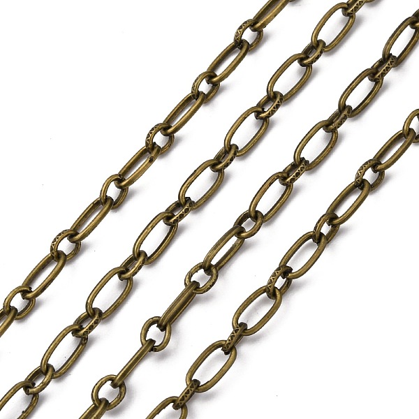 

PandaHall Iron Handmade Chains Mother-Son Chains, Unwelded, with Spool, Antique Bronze Color, Mother Link:5x9.5mm, 1.2mm thick, Son Link...