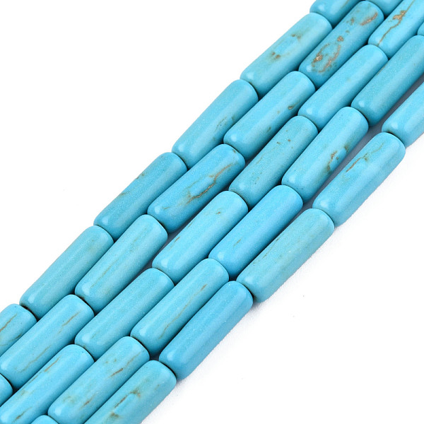 

PandaHall Synthetic Turquoise Bead Strands, Dyed, Tube, Deep Sky Blue, 13x4mm, Hole: 1mm, about 31pcs/strand, 15.9 inch Synthetic Turquoise..., Green