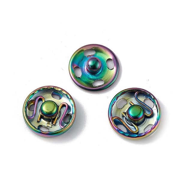 

PandaHall Ion Plating(IP) 202 Stainless Steel Snap Buttons, Garment Buttons, Sewing Accessories, Rainbow Color, 10x3.5mm Stainless Steel...
