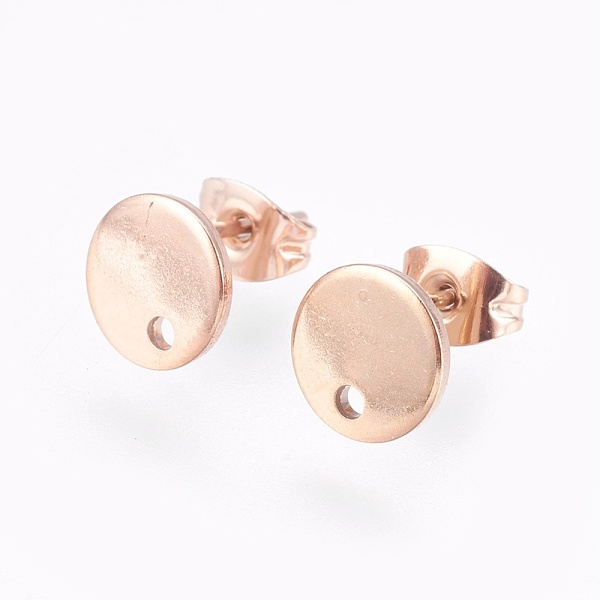 

PandaHall Ion Plating(IP) 304 Stainless Steel Stud Earring Findings, with Flat Plate, Flat Round, Rose Gold, 8x1mm, 12mm, pin: 0.8mm 304...