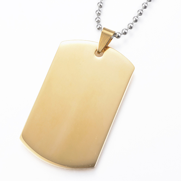 

PandaHall 304 Stainless Steel Pendants Necklaces, Mirror Surface, Rectangle, Golden, 23.6 inch(60cm), Pendant: 55x29x1.8mm 304 Stainless...
