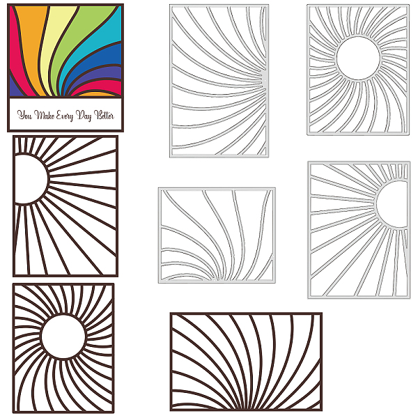 

PandaHall GLOBLELAND Rectangle Frame Cups Cutting Dies Sun Sunlight Embossing Die Cutting Process Stencils for DIY Scrapbooking Carbon Steel...