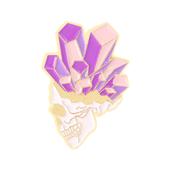 

PandaHall Alloy Enamel Brooches, Skull with Crystal, Violet, 28x19mm Alloy+Enamel Purple