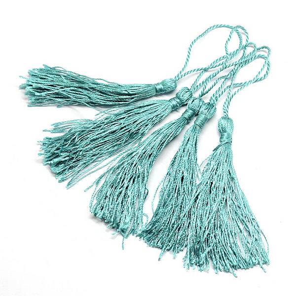 

PandaHall Polyester Tassel Decorations, Pendant Decorations, Turquoise, 130x6mm, Tassel: 70~90mm Polyester Green