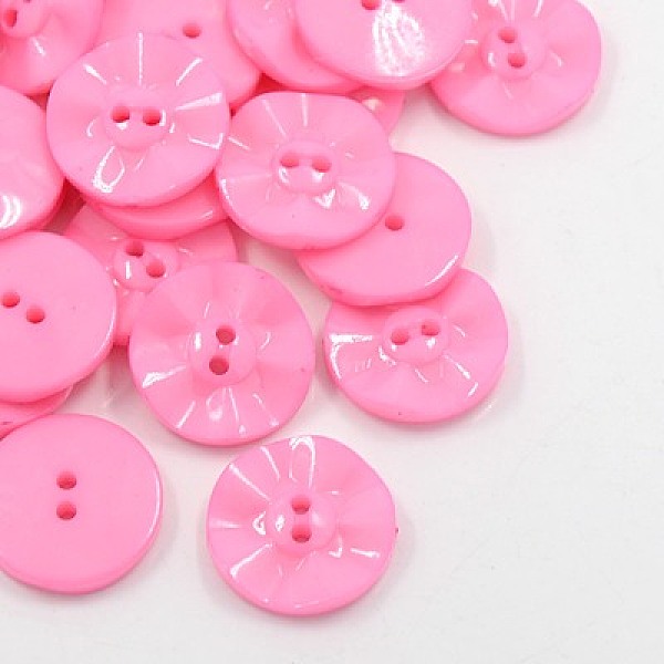 PandaHall Acrylic Sewing Buttons, Plastic Buttons for Costume Design, 2-Hole, Dyed, Flat Round, Pink, 20x3mm, Hole: 1mm Acrylic Flat Round...
