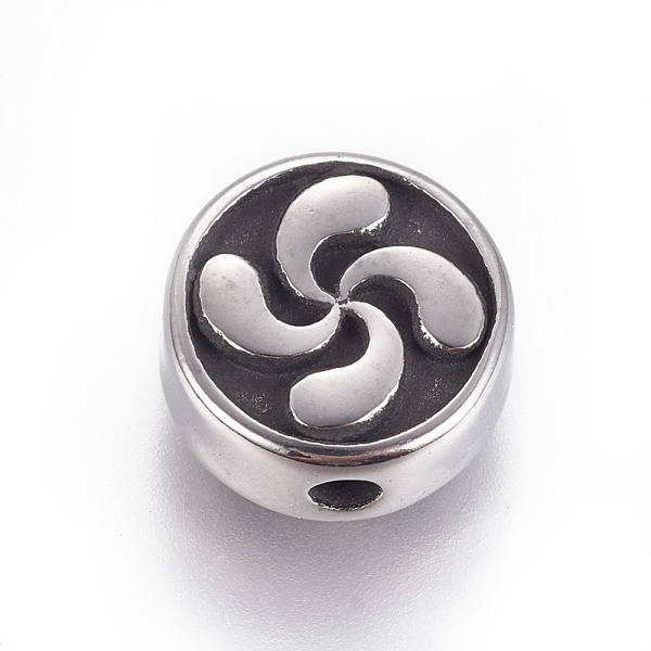 

PandaHall 304 Stainless Steel Beads, Flat Round, Antique Silver, 10x4.5mm, Hole: 1.6mm 304 Stainless Steel Flat Round