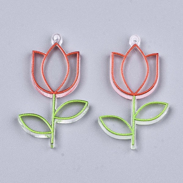 

PandaHall Transparent Clear Acrylic Pendants, 3D Printed, with Film on the Back, Tulip Flower, FireBrick, 44x26x3mm, Hole: 1.6mm Acrylic..., Red